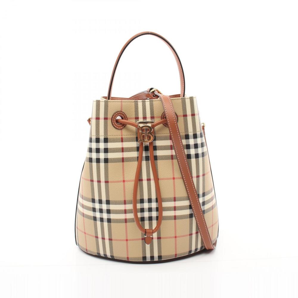 Burberry Small TB Bucket Handbag Leather Beige Multicolor